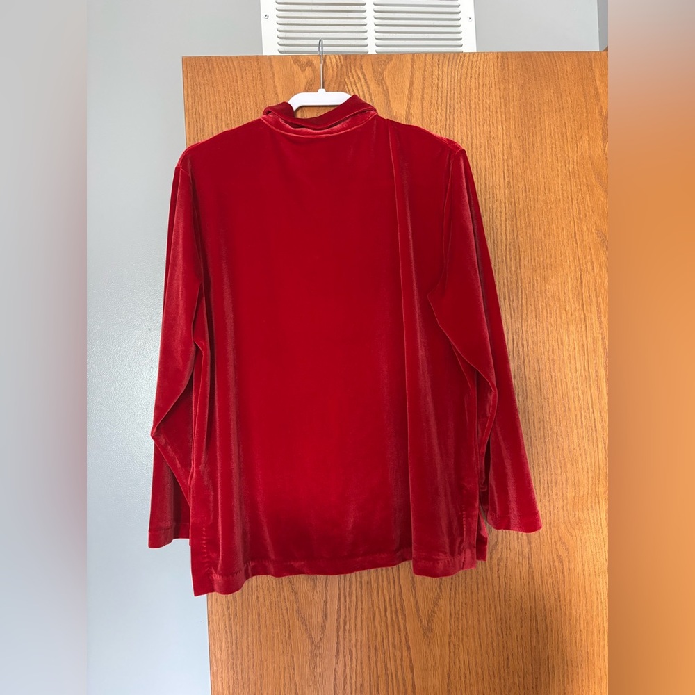 Red Velvet Button-Up Shirt - Picture 5 of 5
